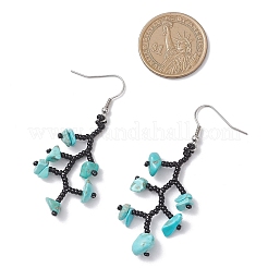 316 Surgical Stainless Steel Glass Seed Beads Chip Dangle Earrings&nbsp;EJEW-TA00774-02
