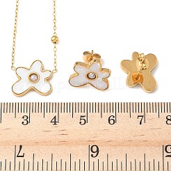 Flower 304 Stainless Steel Pendant Necklaces & Stud Earrings Sets for Women&nbsp;SJEW-B020-02G