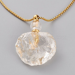 Natural Quartz Crystal Openable Perfume Bottle Pendant Necklaces&nbsp;NJEW-H216-04G