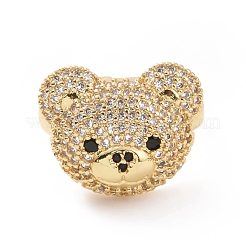 Cubic Zirconia Bear Open Cuff Rings&nbsp;RJEW-K089-01G-06
