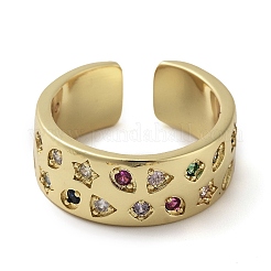 Brass Micro Pave Cubic Zirconia Open Cuff Ring&nbsp;RJEW-K267-02G