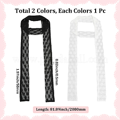 2Pcs 2 Colors Polyester Lace Long Silk Scarf for Women Girls&nbsp;AJEW-GF0011-28E