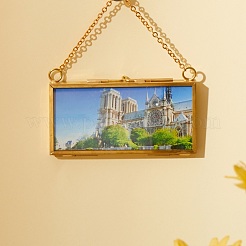 Brass Glass Hanging Photo Frame&nbsp;HJEW-SZ0001-01G
