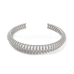 Brass Micro Pave Cubic Zirconia Hollow Cuff Bangles&nbsp;BJEW-D039-06P