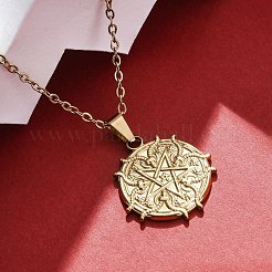 Demon Goat Pentagram 304 Stainless Steel Pendant Necklaces&nbsp;NJEW-M096-39G