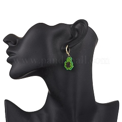304 Stainless Steel Glass Seed Beads Avocado Dangle Earrings&nbsp;EJEW-MZ00550