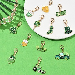 12Pcs Saint Patrick's Day Alloy Enamel Pendant Decorations&nbsp;HJEW-YW00433