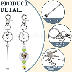 16Pcs 16 Colors Alloy Beadable Bar Keychain for DIY Crafts Jewelry Making&nbsp;KEYC-SZ0001-20
