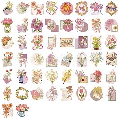50Pcs Flower PET Stickers&nbsp;STIC-T0001-04
