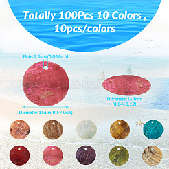100Pcs 10 Colors Spray Paint Natural Akoya Shell Pendants&nbsp;SHEL-CD0001-01