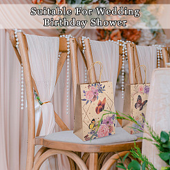 15Pcs 3 Styles Flower Butterfly Pattern Kraft Paper Bags&nbsp;CARB-TA0001-17