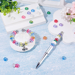 100Pcs UV Plating Transparent Acrylic European Beads&nbsp;OACR-TA0004-92