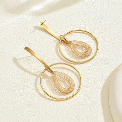 Iron Hollow Circle Dangle Stud Earrings&nbsp;RS3089