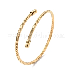 PVD Vacuum Plating 304 Stainless Steel Open Cuff Bangle with Oval Beaded&nbsp;BJEW-C031-01G