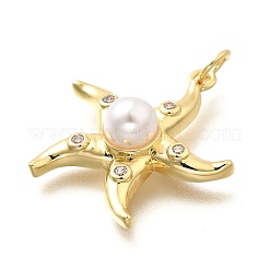 Brass & ABS Plastic Imitation Pearl Pendants&nbsp;KK-S508-01G
