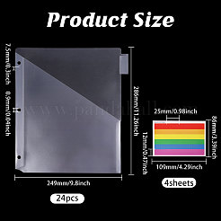 4Bags Rectangle Plastic Binder Pocket Dividers with Index Tabs Sticker&nbsp;OFST-GL0001-06