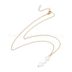 Natural Shell Heart Pendant Necklace with 304 Stainless Steel Chains for Women&nbsp;NJEW-C016-05G