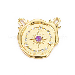 Brass Clear Cubic Zirconia Links Connectors&nbsp;KK-T004-103-NF