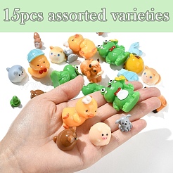 15Pcs 15 Styles Resin 3D Animal Figurines&nbsp;RESI-YW0001-94