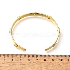 Clear Cubic Zirconia Flat Round Open Cuff Bangle&nbsp;BJEW-J165-07G