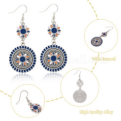 2Pairs 2 Styles Flower & Teardrop Alloy Long Dnagle Earrings&nbsp;EJEW-TA0001-39