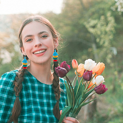 10 Pairs 10 Colors Multi-layer Cotton Tassel Dangle Earrings&nbsp;EJEW-AN0001-67