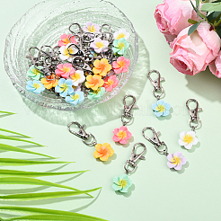 30Pcs 6 Colors Resin Flower Pendant Decorations&nbsp;HJEW-YW00140