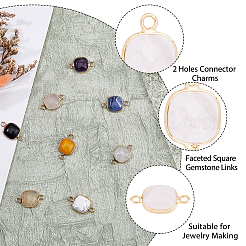 10Pcs 10 Styles Mixed Gemstone Connector Charms&nbsp;G-FH0002-16