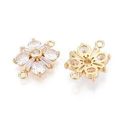Brass Pave Clear Cubic Zirconia Connector Charms&nbsp;KK-N284-12G