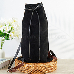 Flocking Fibre Drawstring Backpacks with PU Leather Straps and Alloy Clasps&nbsp;ABAG-WH20019-02C