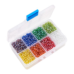 1 Box 6/0 Glass Seed Beads Transparent Colours Lustered Loose Spacer Beads&nbsp;SEED-X0050-4mm-13