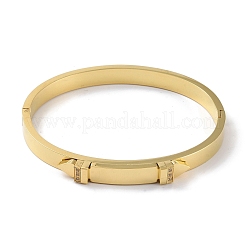 PVD Vacuum Plating Arrow 304 Stainless Steel with Crystal Rhinestone Hinged Bangles&nbsp;BJEW-G700-03G