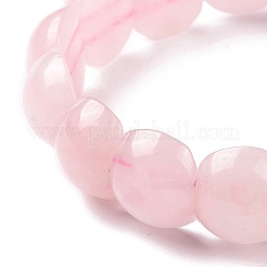 Natural Rose Quartz Half Round Beaded Stretch Bracelet&nbsp;BJEW-P270-01