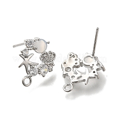 Brass with Cubic Zirconia Stud Earring Finding&nbsp;KK-Q048-20P