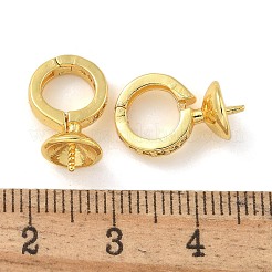 Brass Micro Pave Cubic Zirconia Cup Pearl Peg Bails Pin Pendants&nbsp;ZIRC-F141-10G