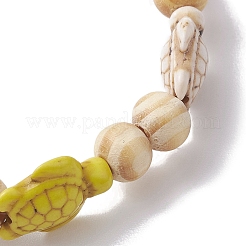 Beach Turtle Dye Synthetic Turquoise Beaded Stretch Barcelets&nbsp;BJEW-JB10296-01