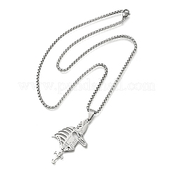 201 Stainless Steel Egyptian Ancient Anubis Anka Cross Pendant Box Chain Necklaces&nbsp;STAS-D196-05P