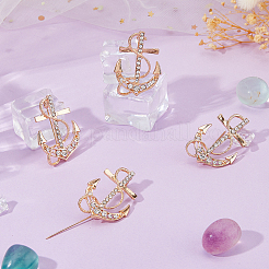 6Pcs Anchor Alloy Rhinestone Lapel Pins for Backpack Clothes&nbsp;JEWB-FH0002-73KCG