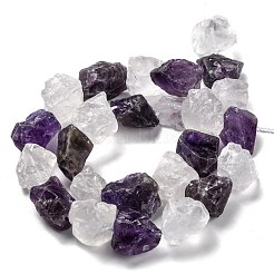 Rough Raw Natural Quartz Crystal & Amethyst Beads Strands&nbsp;G-J388-05
