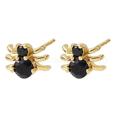 Brass Micro Pave Cubic Zirconia Stud Earrings&nbsp;LS-EJEW-Z156-02G-01
