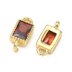 Brass Pave Cubic Zirconia Rectangle Connector Charms&nbsp;KK-P348-10G-06