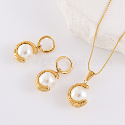 304 Stainless Steel Pendant Necklaces & Hoop Earrings Sets&nbsp;JP6443-3
