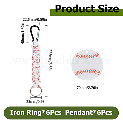 6Pcs Polyester Braided Cord Baseball Acrylic Pendant Decorations&nbsp;HJEW-HS00098