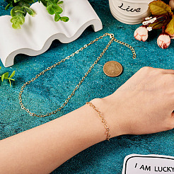 Brass Heart Link Chain Bracelet & Necklace with 304 Stainless Steel Lobster Claw Clasps&nbsp;SJEW-TA0001-03