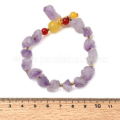 Raw Rough Natural Amethyst Nuggets Charm Beaded Stretch Bracelets for Women&nbsp;GG-CBA2C9C-11