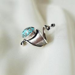 Oval Bohemian Synthetic Turquoise Finger Rings&nbsp;FS-WGBF170-01