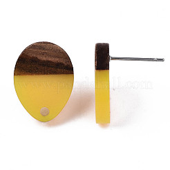 Resin & Walnut Wood Stud Earring Findings&nbsp;LS-MAK-N032-006A-A04