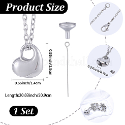 1Pc 304 Stainless Steel Heart Pendant Urn Ashes Necklaces&nbsp;NJEW-CN0001-20P