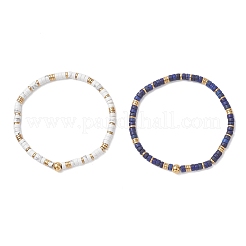 2Pcs Natural Howlite & Lapis Lazuli Beads Stretch Bracelets for Women&nbsp;BJEW-JB13214