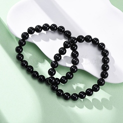 Natural Tourmaline Round Beaded Stretch Bracelets for Men Women&nbsp;BJEW-G743-01A